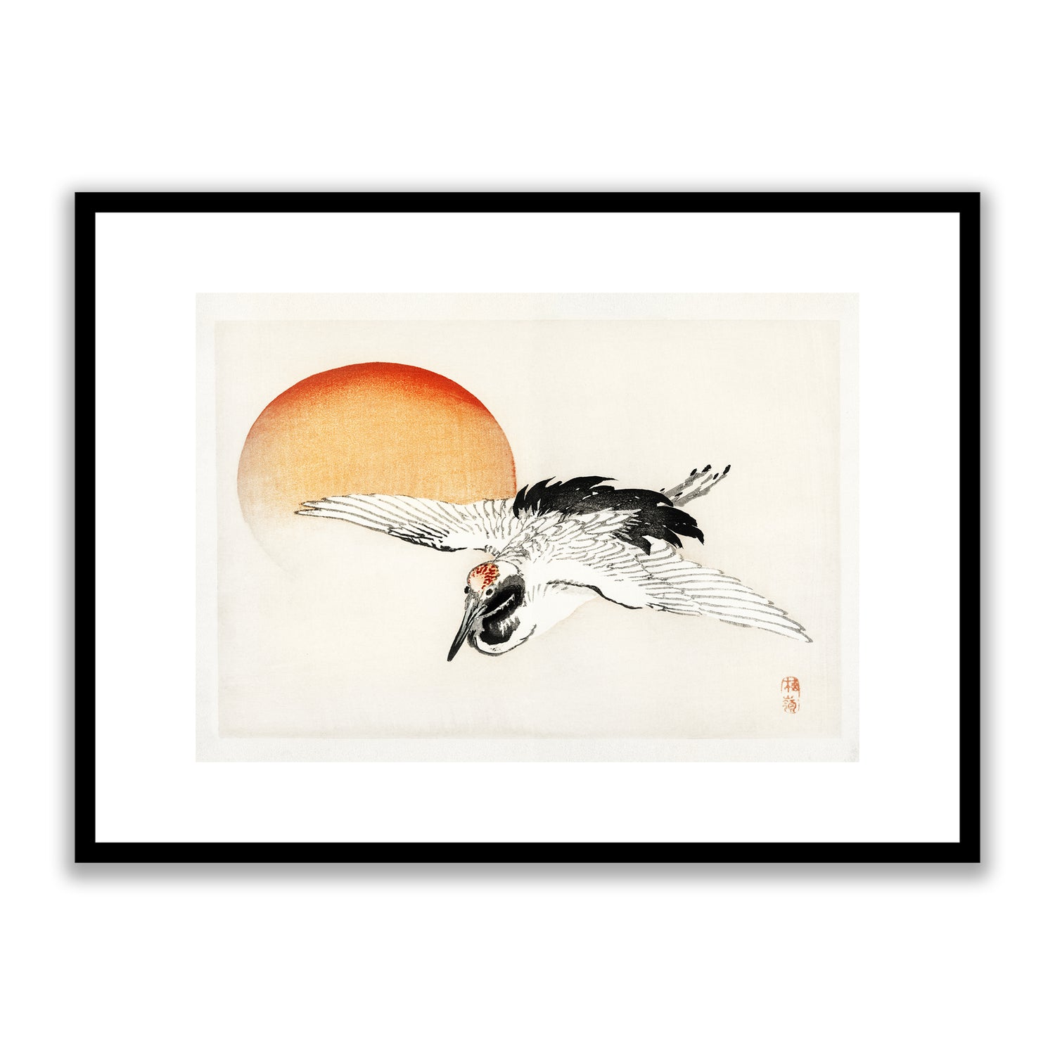 Flying Crane by Kono Bairei 1844-1895 Framed Print