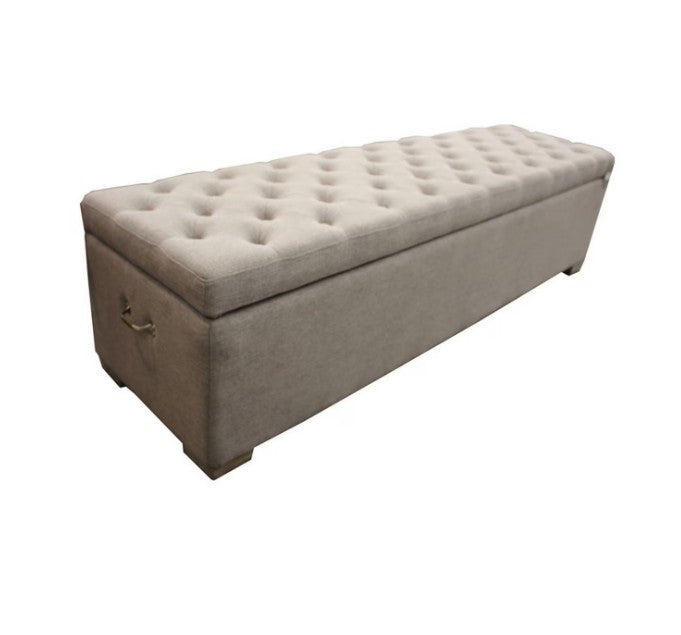 LAMBTON LINEN OTTOMAN BLANKET BOX - GREY LINEN