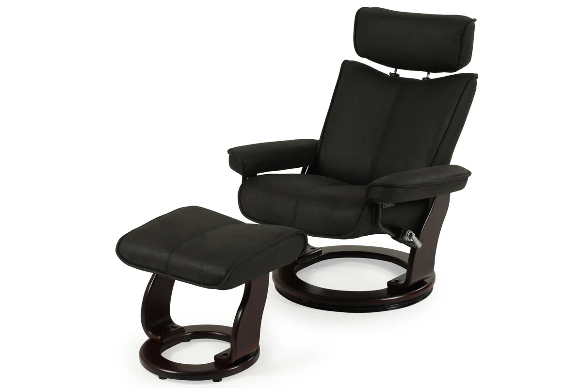 Malmo Recliner Chair and Footstool - Ebony