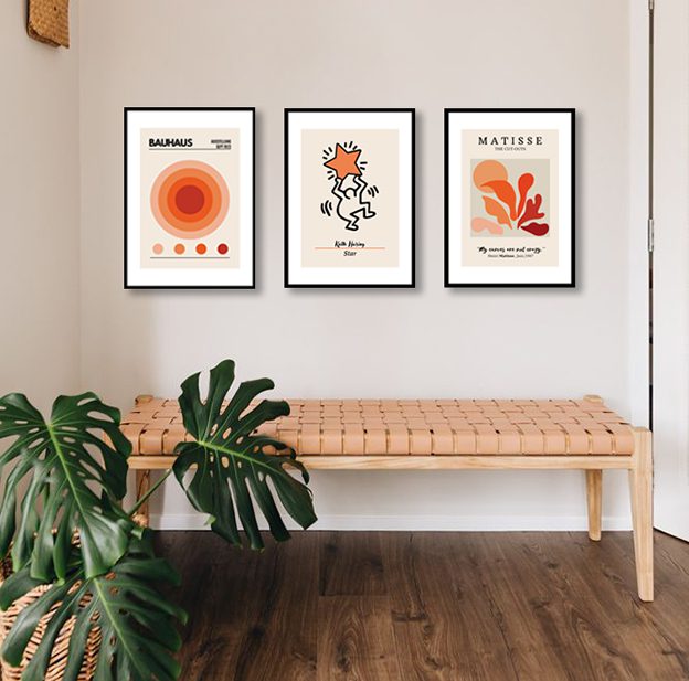 Matisse Harring Bauhaus Orange Set of 3 Framed Prints