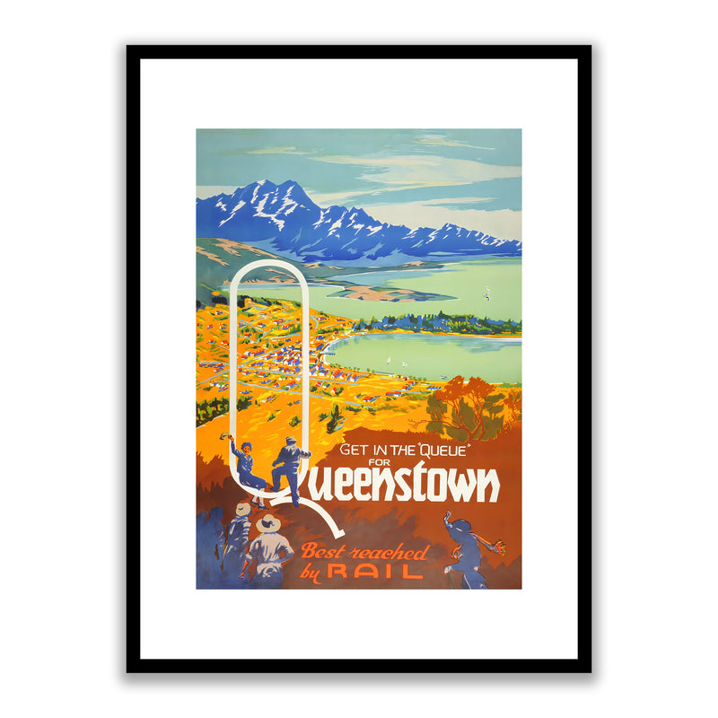NZ Railway Poster Queenstown 1935 Framed Print