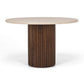 Rho Travertine Top Dining Table 120rd (Walnut Base)