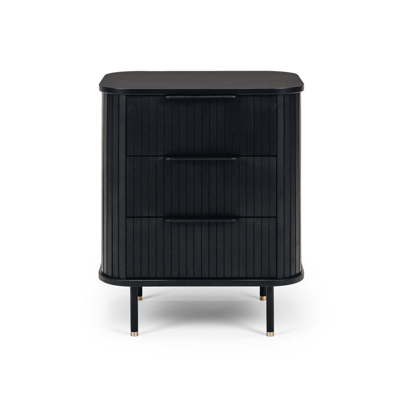 Anders Bedside 3 Drawer (Black Oak)