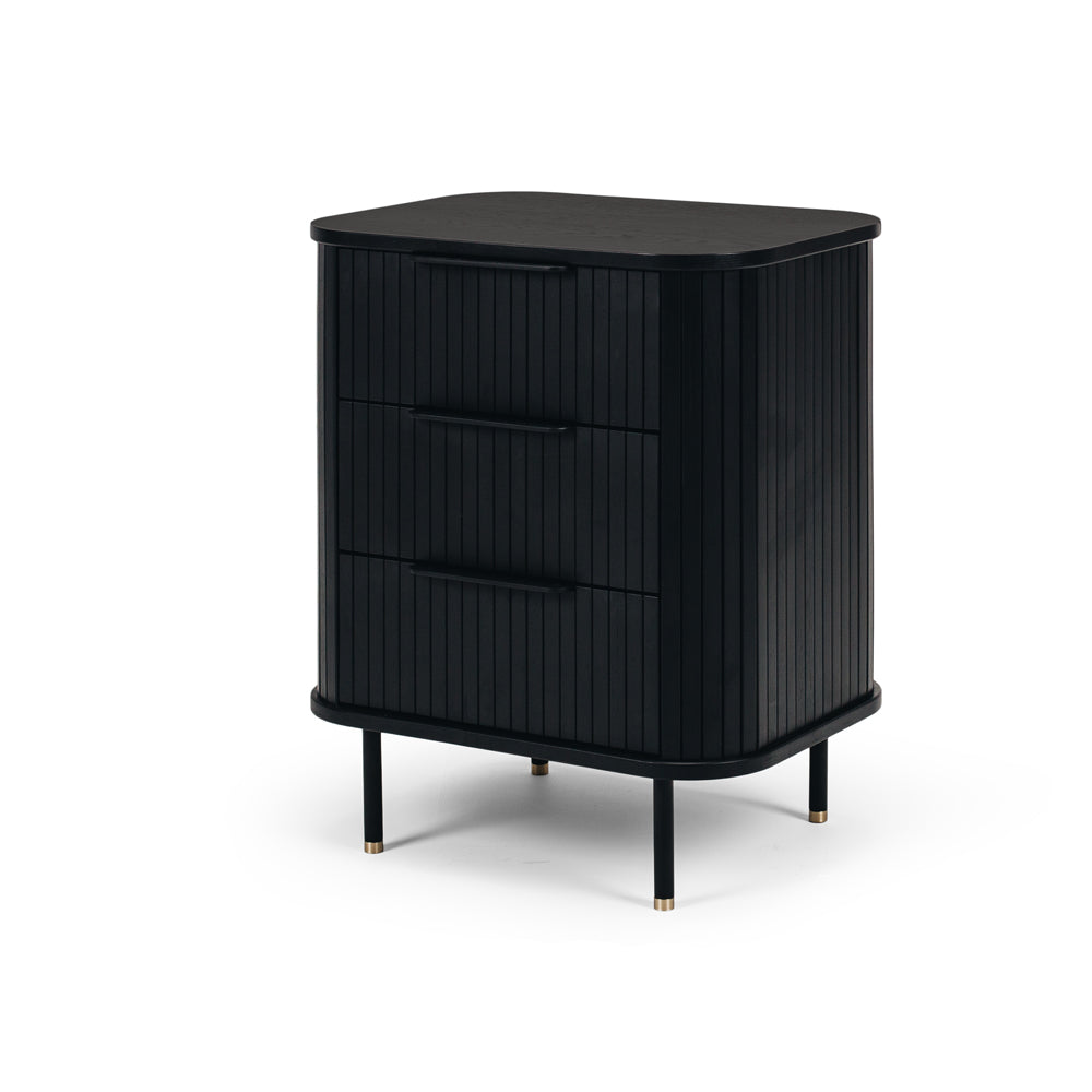 Anders Bedside 3 Drawer (Black Oak)