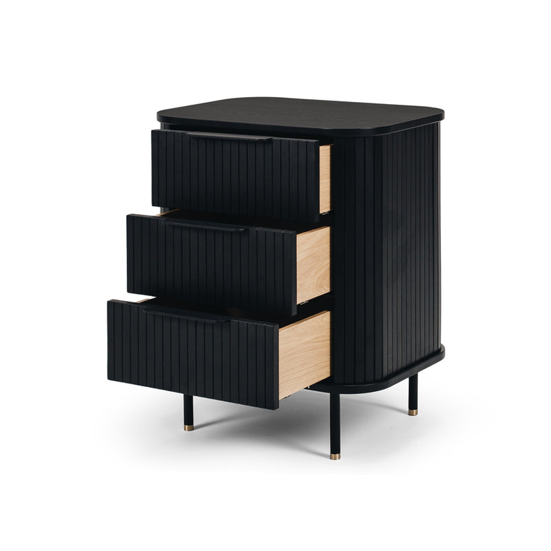 Anders Bedside 3 Drawer (Black Oak)