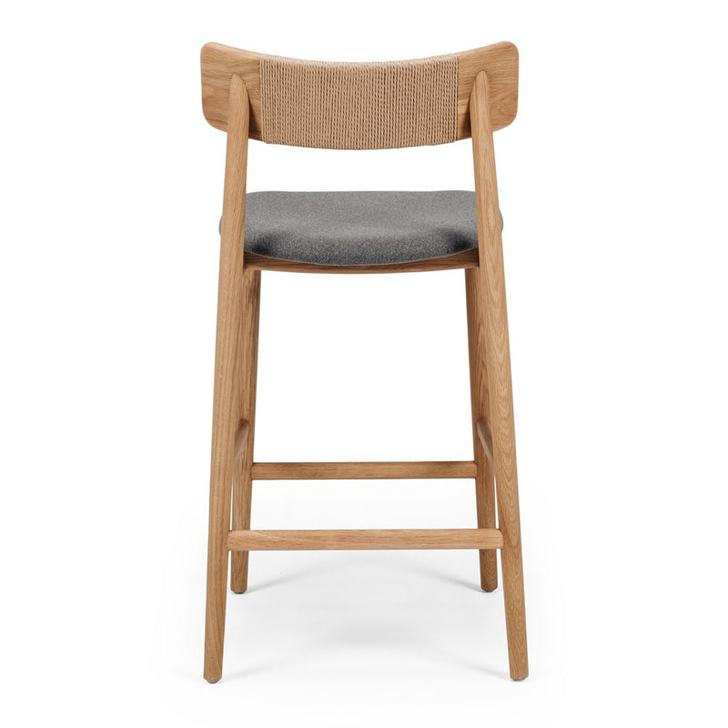 Niles Highback Barstool (Natural Oak) Fabric