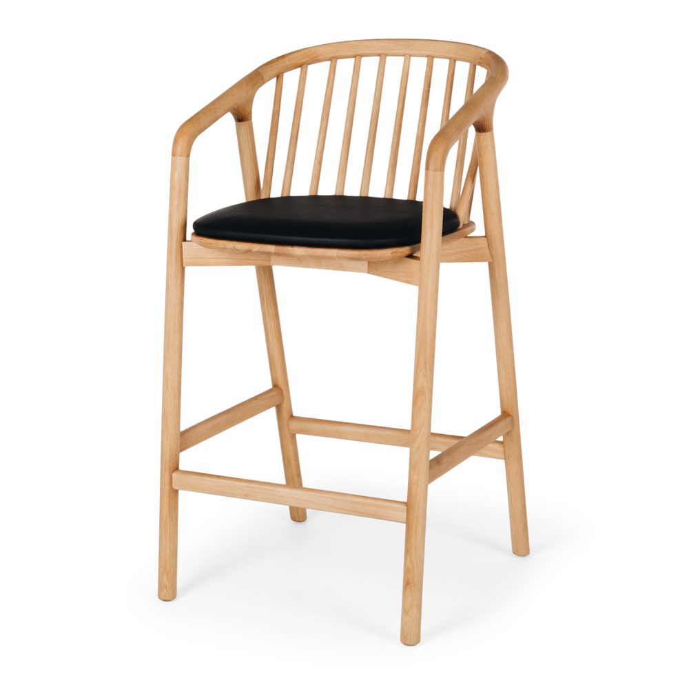 NORD Highback Barstool (Natural Oak) BLK PU Seat