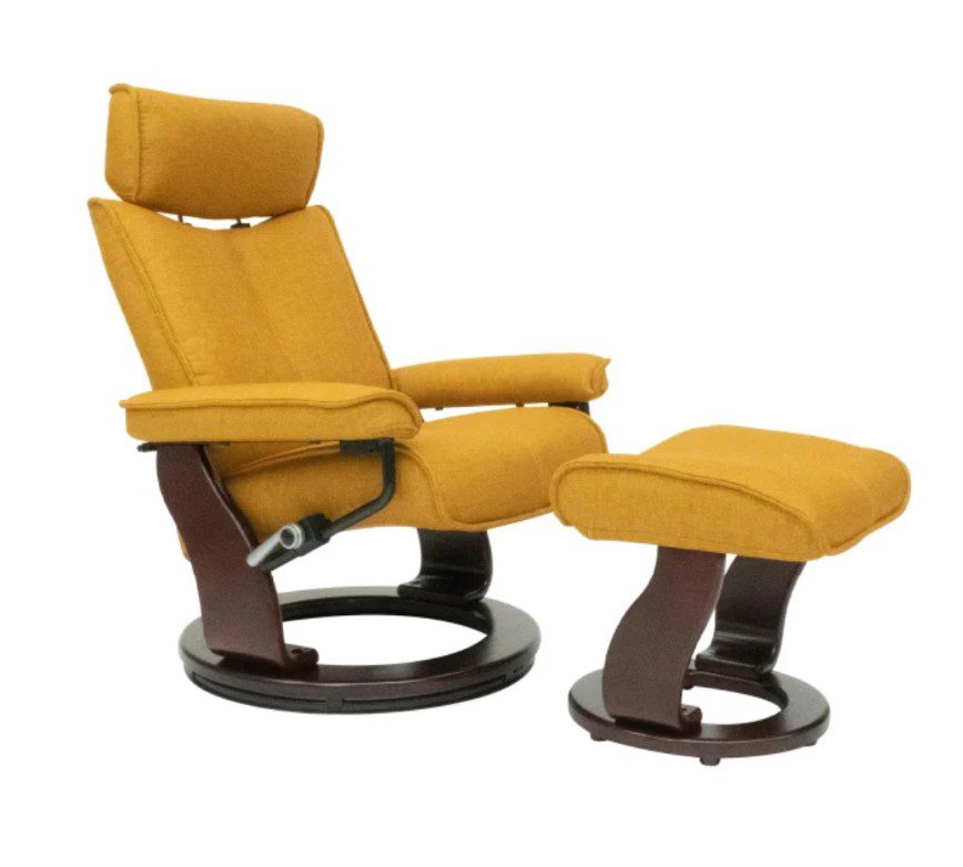 Malmo Recliner Chair and Footstool - Mustard