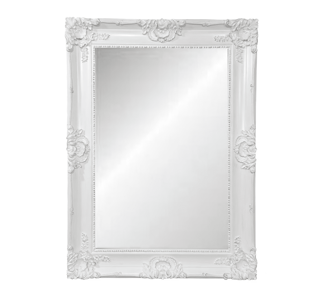 ORNATE BEVELLED MIRROR - ANTIQUE WHITE - 1200 x 2200