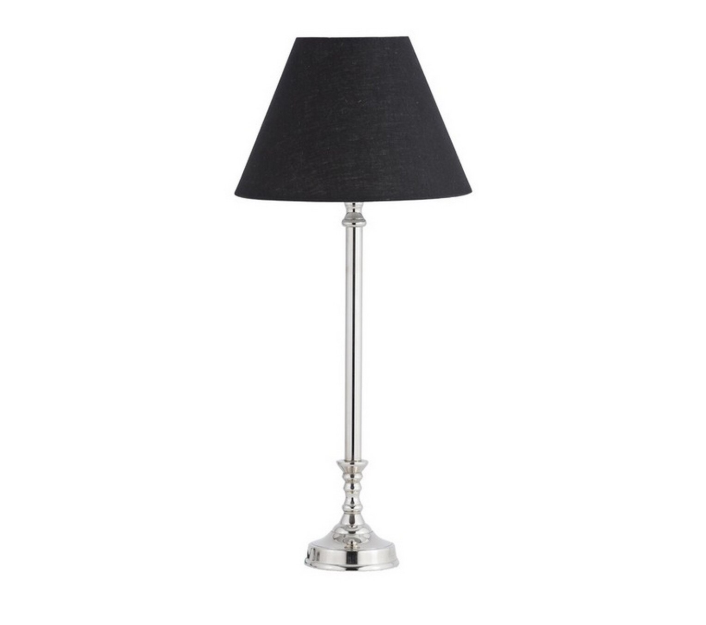 TABLE LAMP WITH SHADE (LAMP - NICKEL / SHADE - BLACK LINEN)