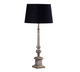 TABLE LAMP & SHADE - SILVER ANTIQUE / BLACK COTTON