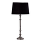 TABLE LAMP & SHADE - SILVER ANTIQUE / BLACK COTTON
