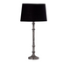 TABLE LAMP & SHADE - SILVER ANTIQUE / BLACK COTTON