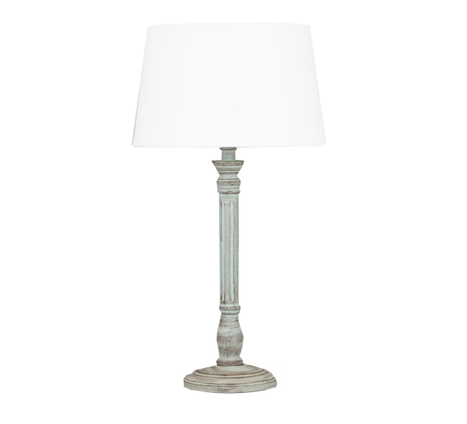 TABLE LAMP & SHADE - LT GREEN WASH / WHITE LINEN