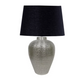 TABLE LAMP & SHADE - ANTIQUE SILVER / BLACK COTTON