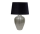 TABLE LAMP & SHADE - ANTIQUE SILVER / BLACK COTTON