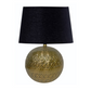 TABLE LAMP & SHADE - ANTIQUE BRASS / BLACK COTTON