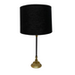 TABLE LAMP - ALUMINIUM /BLACK & BRASS FINISH / SHADE - BLACK LINEN