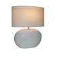 WHITE TERRACOTTA LAMP W/ NATURAL LINEN SHADE