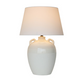 CREAM CERAMIC LAMP W/WHITE LINEN SHADE