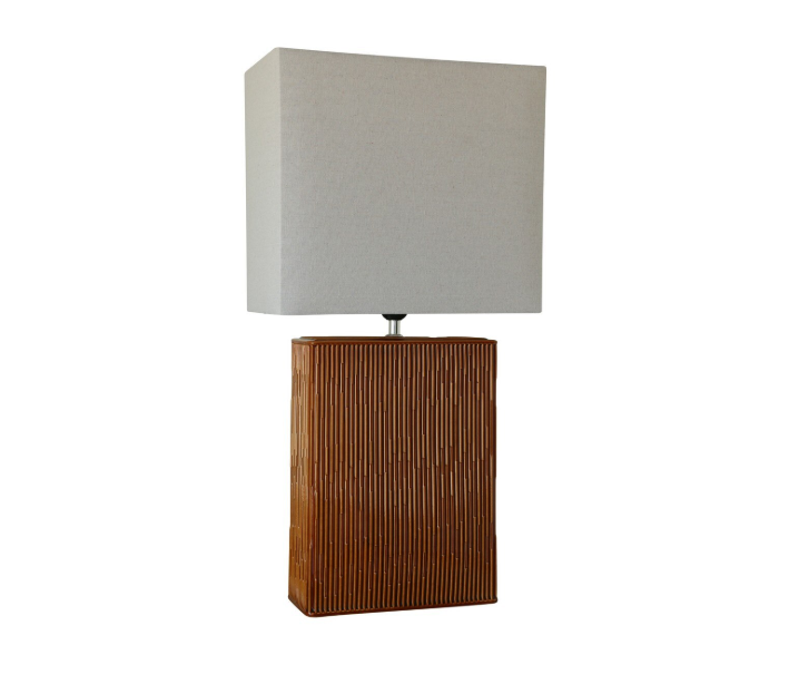 TABACCO CERAMIC LAMP W/ LINEN SHADE