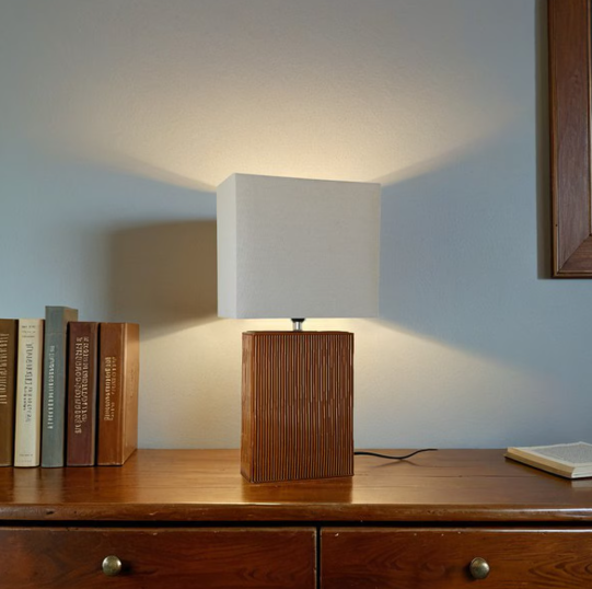 TABACCO CERAMIC LAMP W/ LINEN SHADE