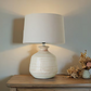 GLAZED CERAMIC LAMP W/ LINEN SHADE