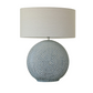 BLUE GLAZED CERAMIC LAMP W/ LINEN SHADE