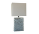 BLUE GLAZED CERAMIC LAMP W/ LINEN SHADE