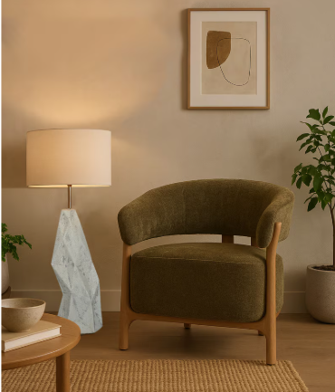 LUNA OCCASSIONAL CHAIR - OLIVE W/ ASH ACCENT LEGS