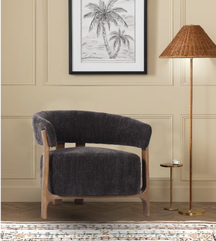 LUNA OCCASSIONAL CHAIR - STEEL W/ ASH ACCENT LEGS