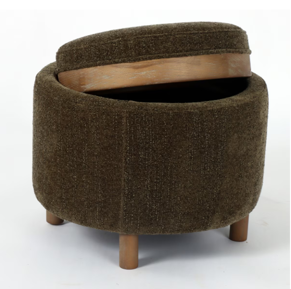 LUNA OTTOMAN - OLIVE W/ REVERSIBLE ASH WOODEN TRAY