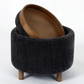 LUNA OTTOMAN - STEEL W/ REVERSIBLE ASH WOODEN TRAY