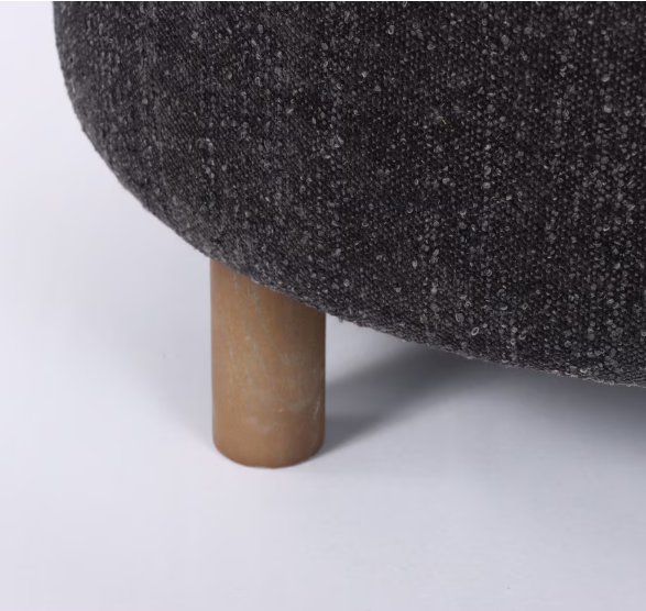 LUNA OTTOMAN - STEEL W/ REVERSIBLE ASH WOODEN TRAY