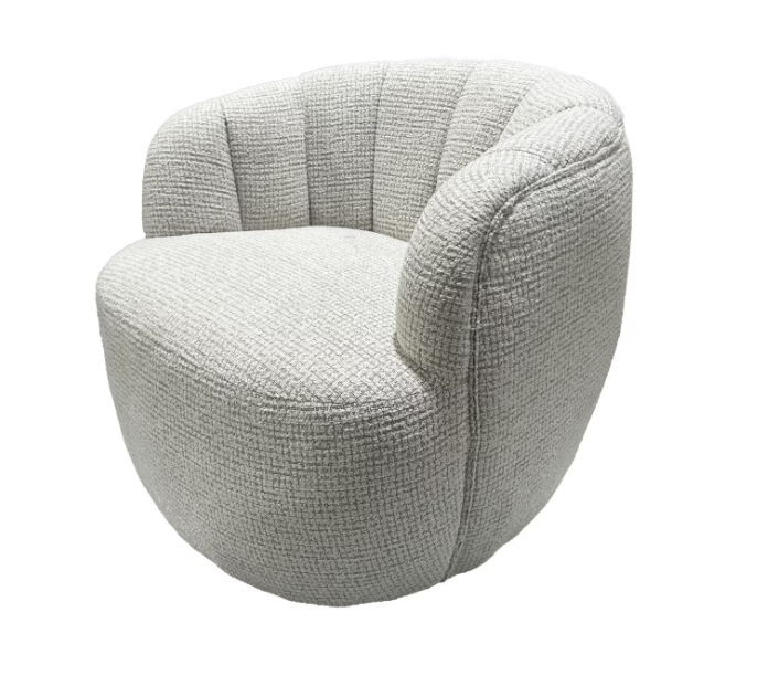 MILLY SWIVEL ACCENT CHAIR - WHITE & TAUPE