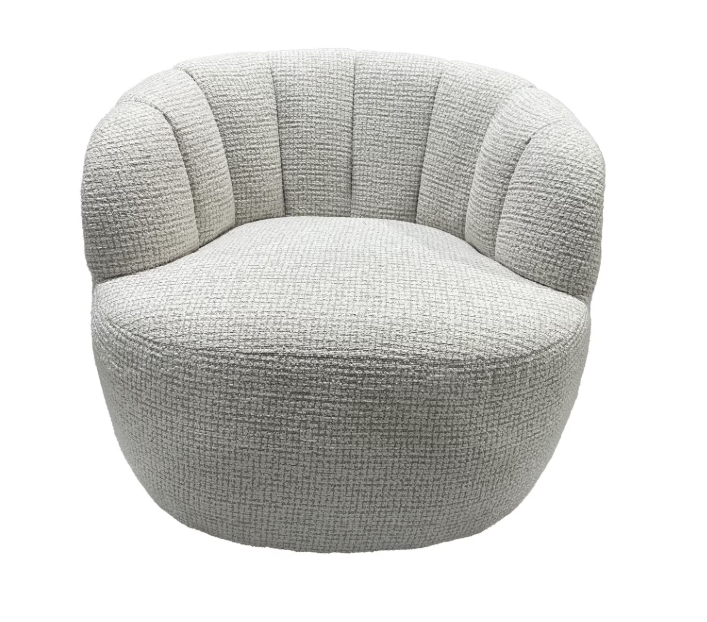 MILLY SWIVEL ACCENT CHAIR - WHITE & TAUPE
