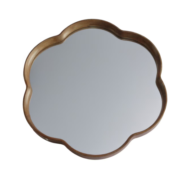 ROUND SQUIGGLE MIRROR - WALNUT