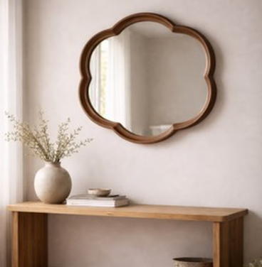 ROUND SQUIGGLE MIRROR - WALNUT