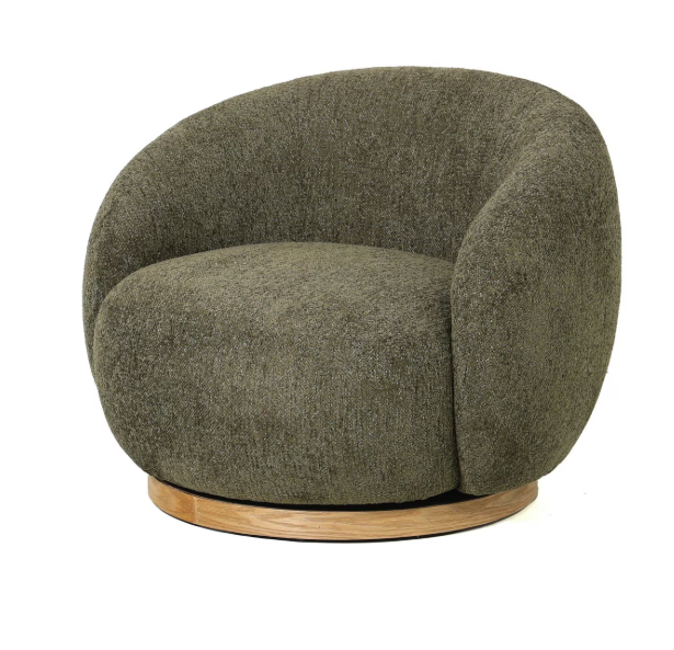 MIAMI SWIVEL CHAIR XL W/WOOD BASE - MOSS GREEN