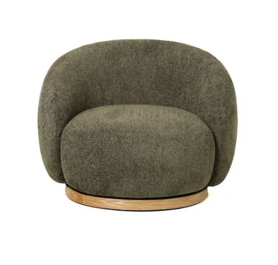 MIAMI SWIVEL CHAIR XL W/WOOD BASE - MOSS GREEN