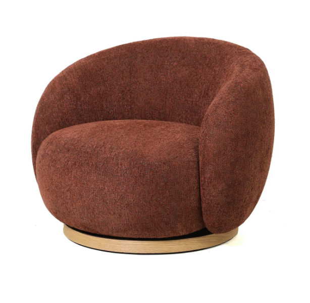 MIAMI SWIVEL CHAIR XL W/WOOD BASE - BURNT OCHRE