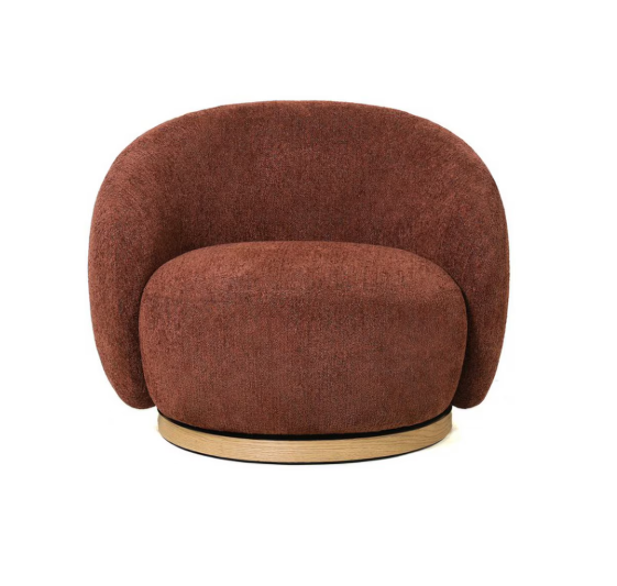 MIAMI SWIVEL CHAIR XL W/WOOD BASE - BURNT OCHRE