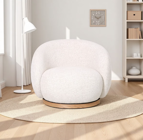MIAMI SWIVEL CHAIR XL W/WOOD BASE - EGGSHELL