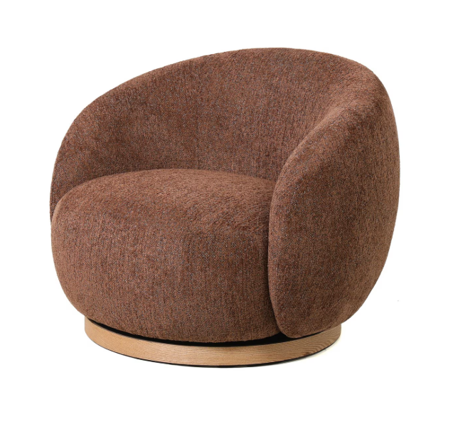 MIAMI SWIVEL CHAIR XL W/WOOD BASE - TOBACCO