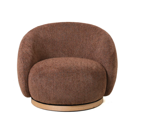 MIAMI SWIVEL CHAIR XL W/WOOD BASE - TOBACCO