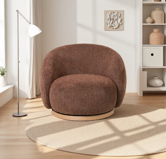 MIAMI SWIVEL CHAIR XL W/WOOD BASE - TOBACCO