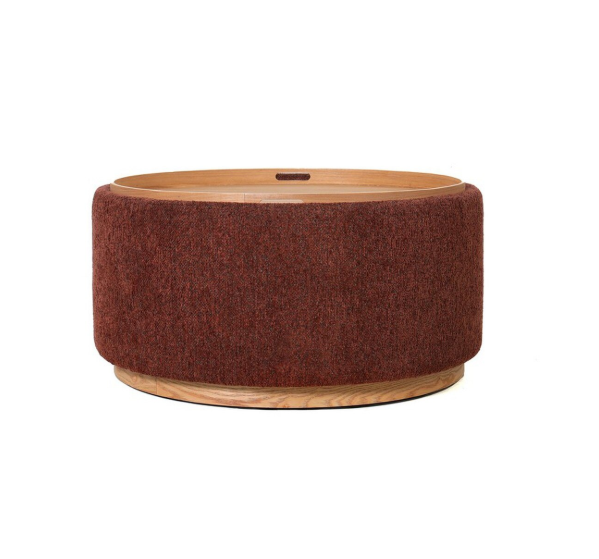 MIAMI TRAY OTTOMAN XL W/WOOD BASE - BURNT OCHRE