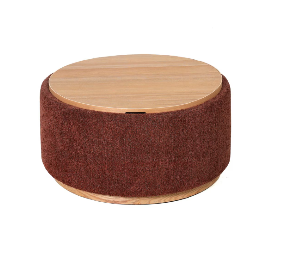 MIAMI TRAY OTTOMAN XL W/WOOD BASE - BURNT OCHRE