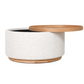 MIAMI TRAY OTTOMAN XL W/WOOD BASE - EGGSHELL