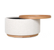 MIAMI TRAY OTTOMAN XL W/WOOD BASE - EGGSHELL